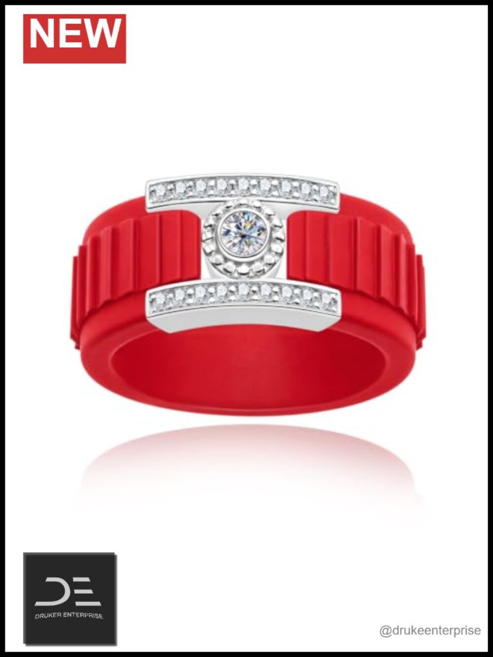 Moissanite & 925 Sterling Silver Silicone Ring, D-Color VVS1 Promise Ring